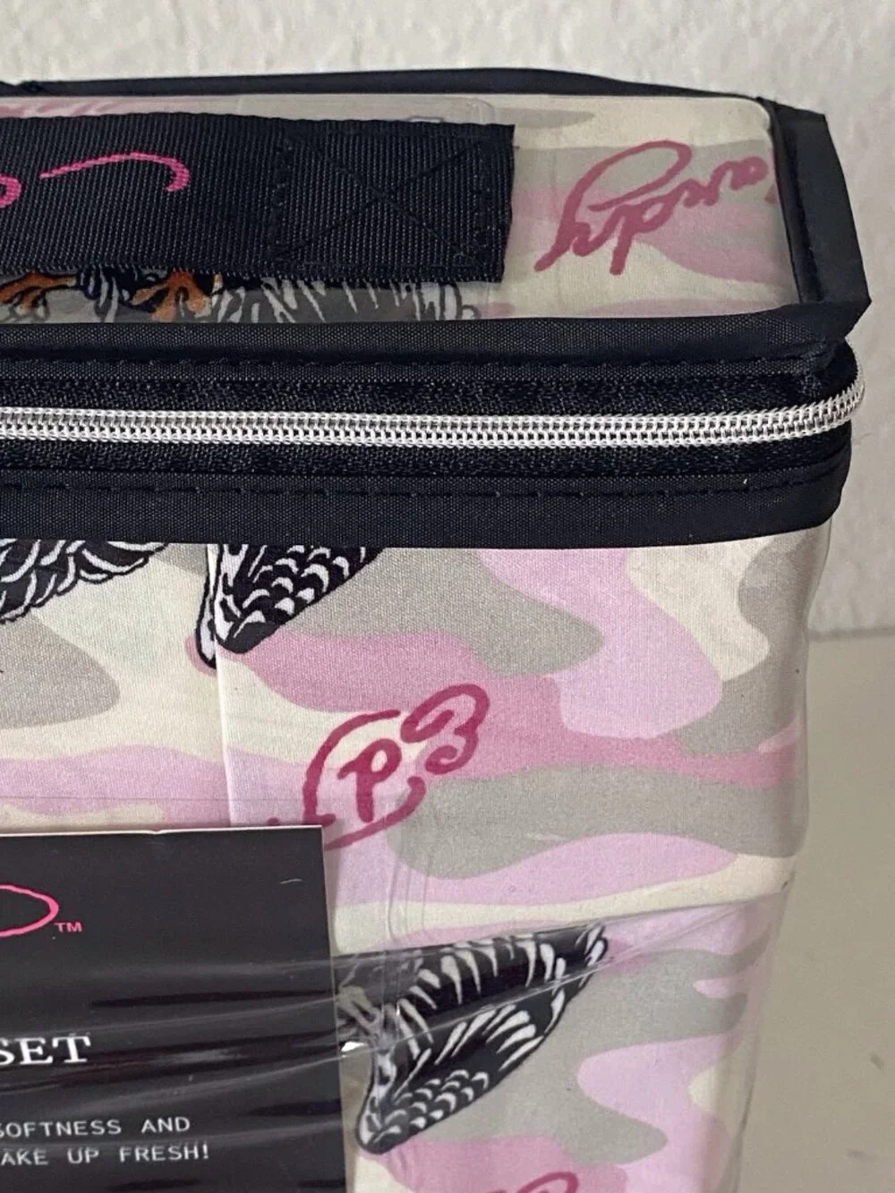 6 Piece Ed Hardy QUEEN Size Sheet Set Pink Grey Camo Eagle Tiger Logo NEW‎